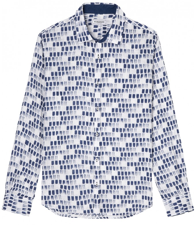 NAILS - Chemise lin imprimé peinture marine