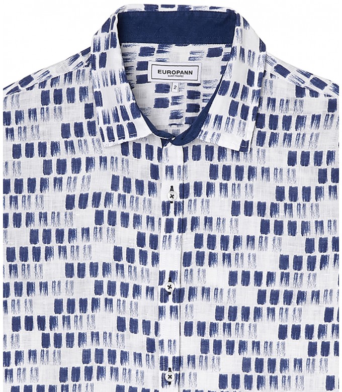 NAILS - Chemise lin imprimé peinture marine