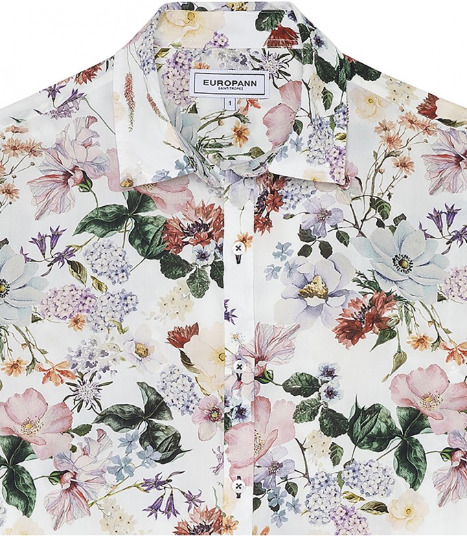FLOWER - Chemise coton imprimé fleurie écru