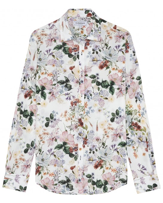 FLOWER - Cotton ecru flower printed shirt