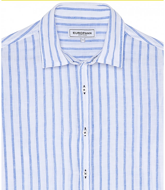 TENNIS - Chemise rayures lin blanc