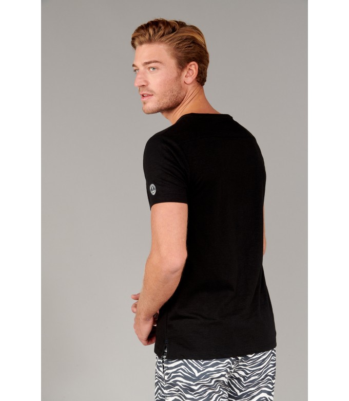 NECK - Tee-shirt col V en coton, noir