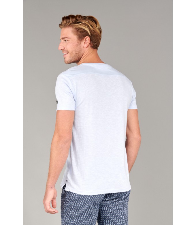 NECK - Cotton V-neck tee-shirt, light blue