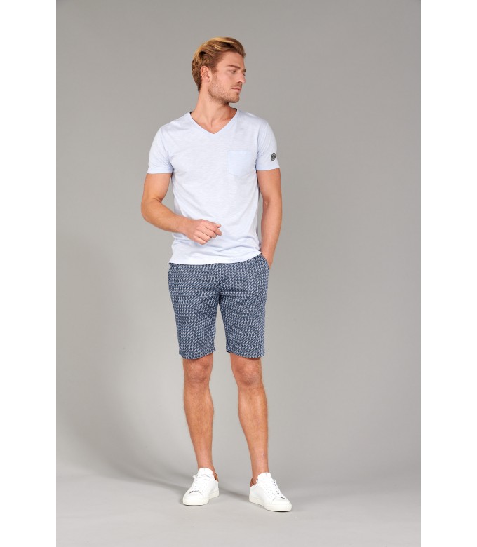 NECK - Cotton V-neck tee-shirt, light blue