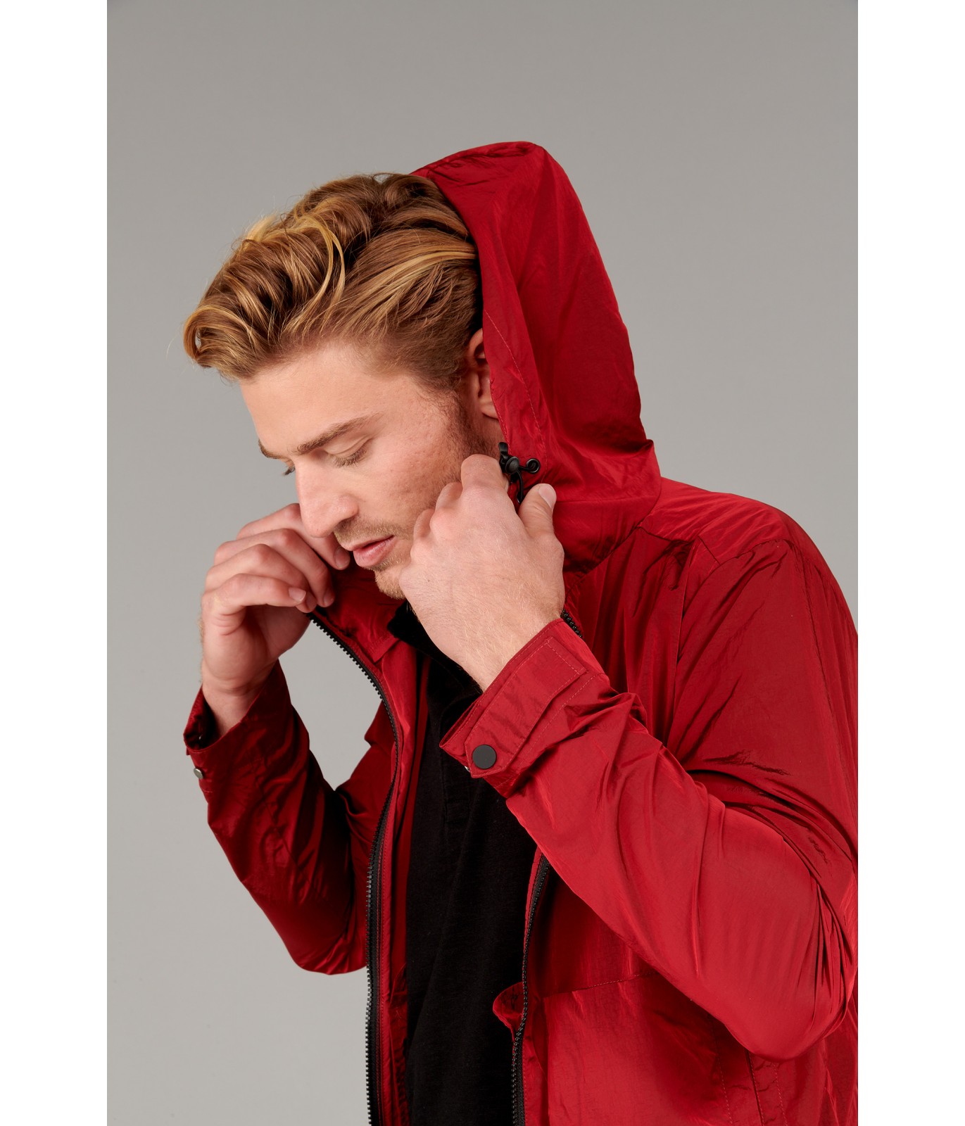 Red anorak long sleeves jacket for men | Quality brand Europann