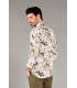 FLOWER - Cotton ecru flower printed shirt