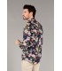 FLOWER - Chemise coton imprimé fleuri bleu marine