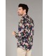 FLOWER - Cotton navy blue flower printed shirt