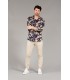 FLOWER - Chemise coton imprimé fleuri bleu marine