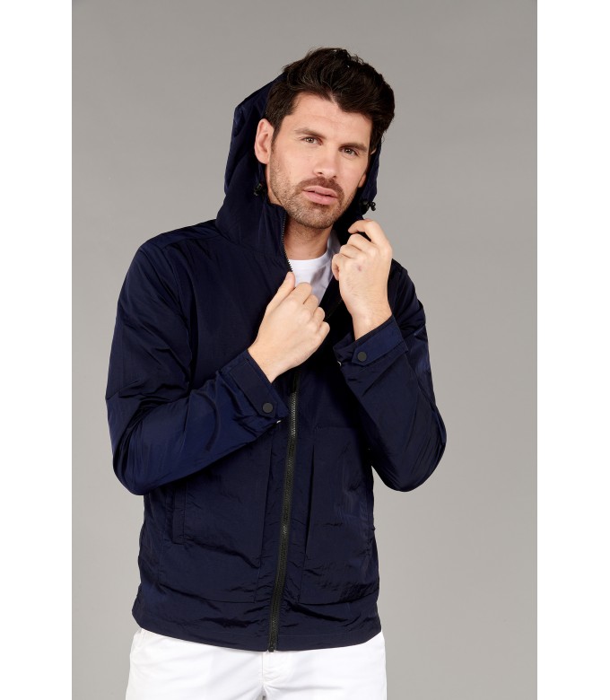 Navy blue anorak long sleeves jacket for men | Quality brand Europann