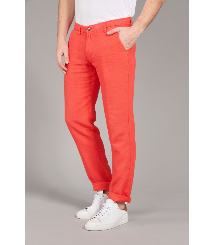 DYLAN - Red casual linen trouser