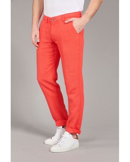 DYLAN - Red casual linen trouser