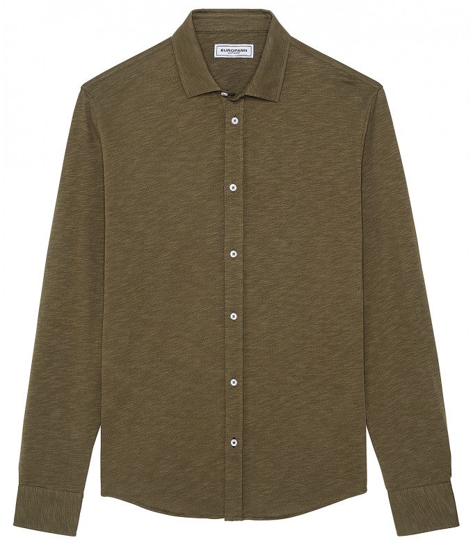 STUART - Thin cotton shirt, khaki 