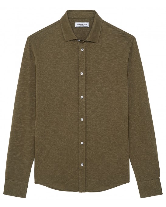 STUART - Thin cotton shirt, khaki 