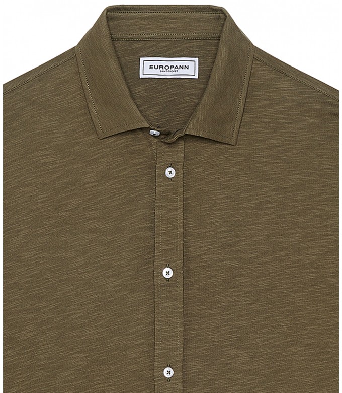 STUART - Thin cotton shirt, khaki 