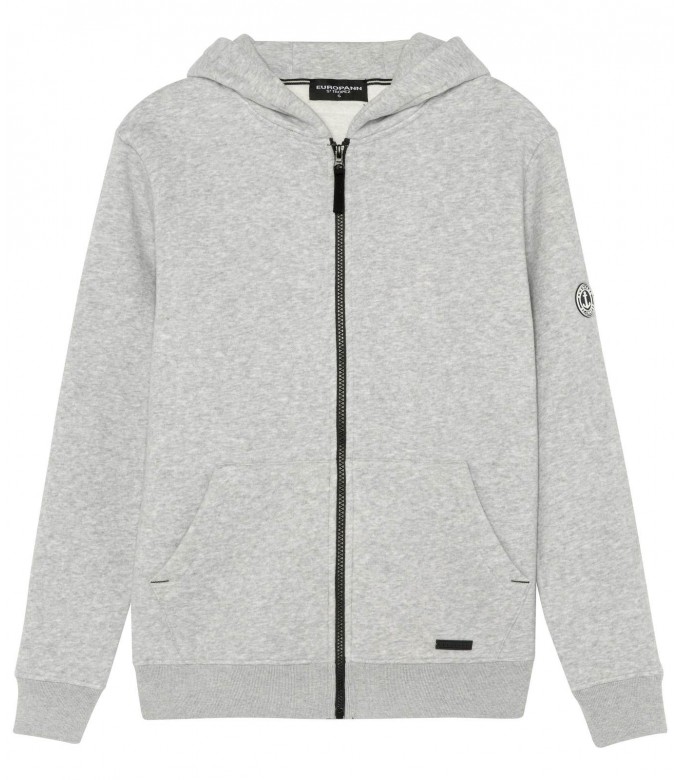 CORK ZIPPED HOODED SWEATSHIRT GREY