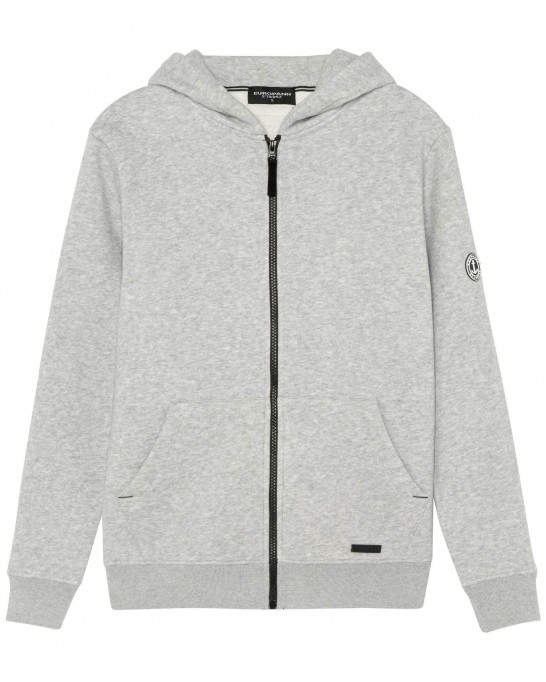 CORK ZIPPED HOODED SWEATSHIRT GREY