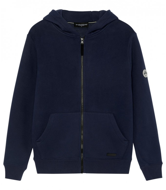 CORK ZIPPED HOODED SWEATSHIRT NAVY