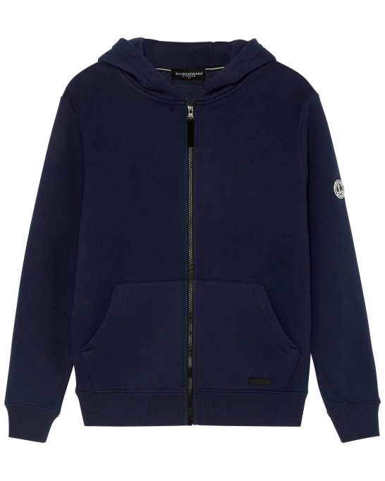 CORK ZIPPED HOODED SWEATSHIRT NAVY