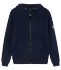 CORK ZIPPED HOODED SWEATSHIRT NAVY