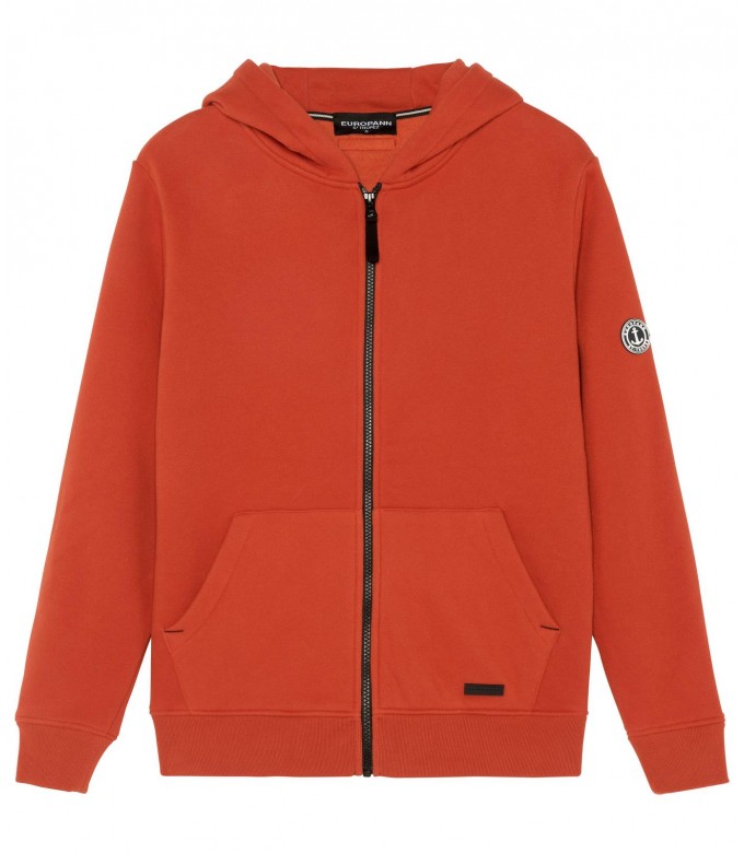 CORK ZIPPED HOODED SWEATSHIRT ORANGE