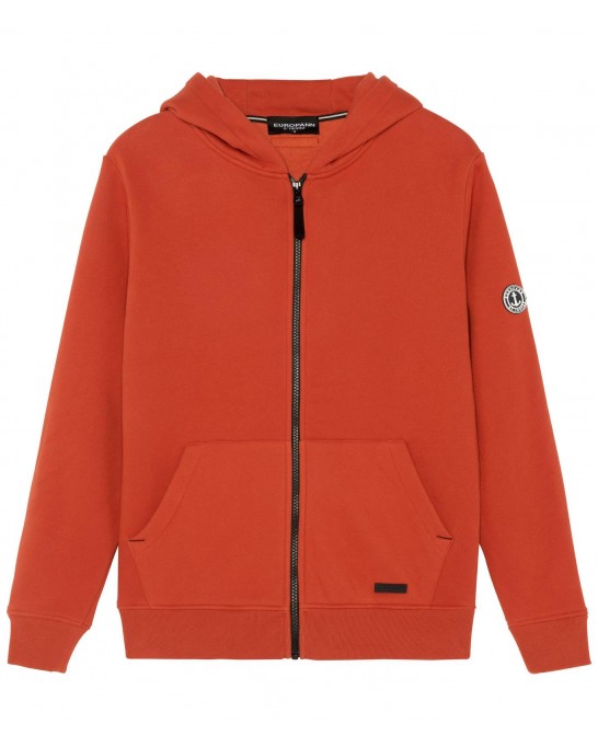 CORK ZIPPED HOODED SWEATSHIRT ORANGE