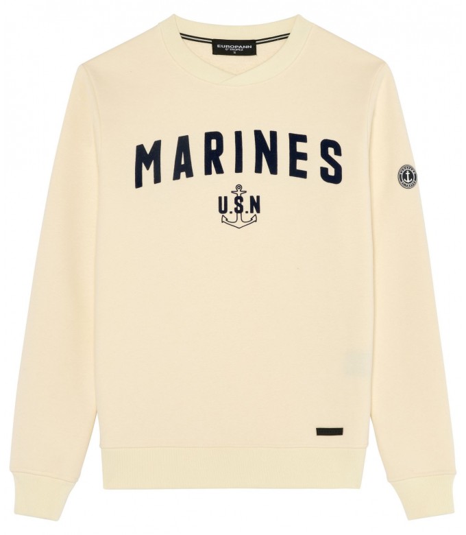 SAMY SWEATSHIRT ROUND NECK IVORY MARINES