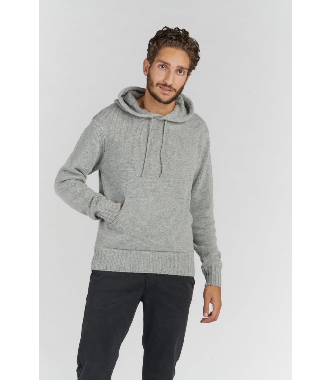 RON PULL FIN À CAPUCHE GRIS