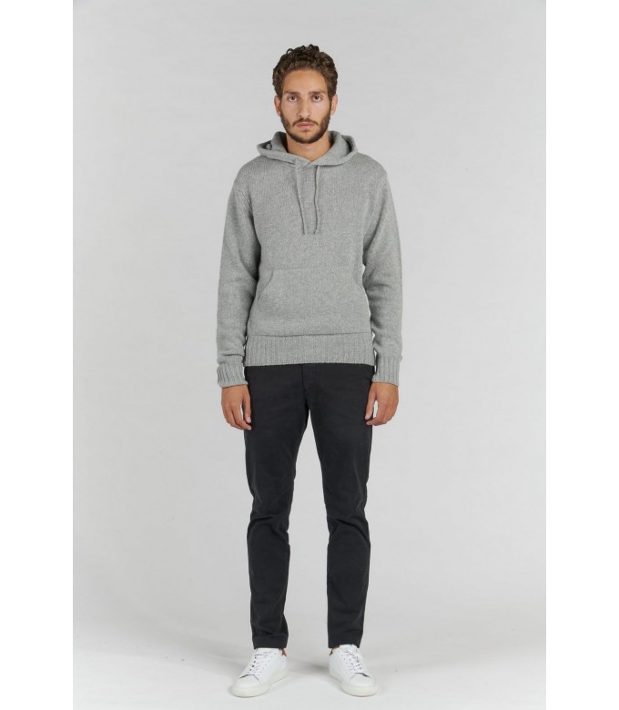RON PULL FIN À CAPUCHE GRIS