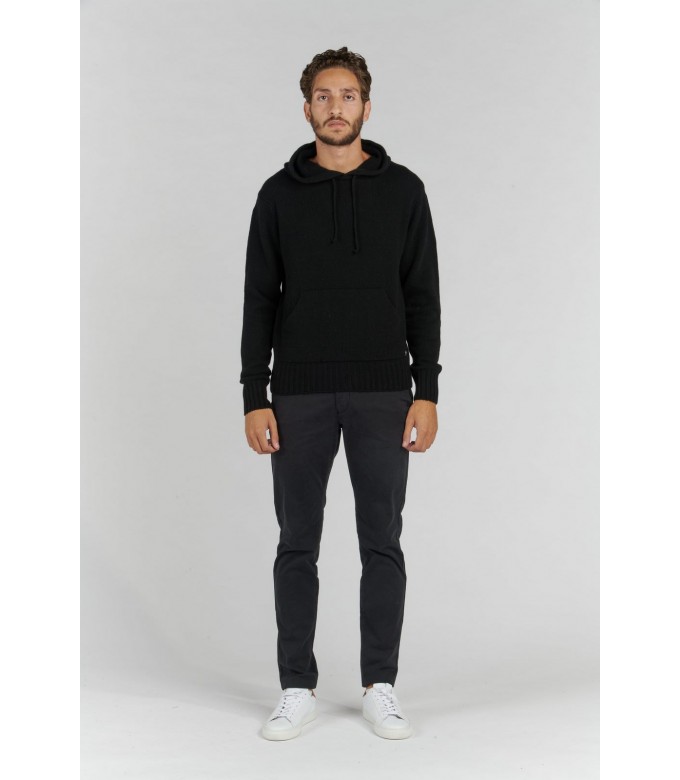 RON PULL FIN À CAPUCHE MARINE NOIR