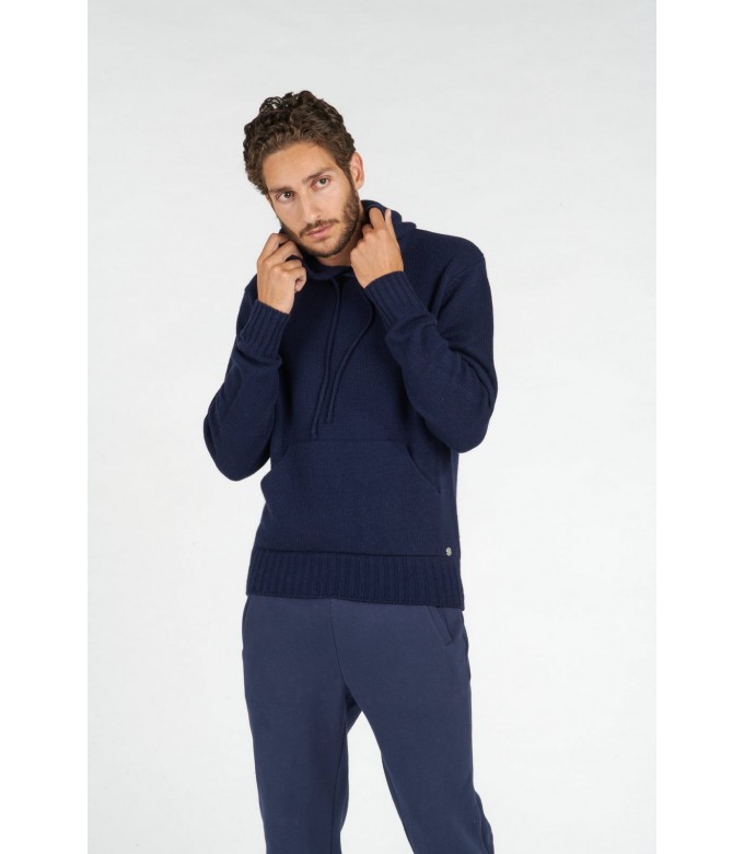 RON NAVY HOODED SWEATER