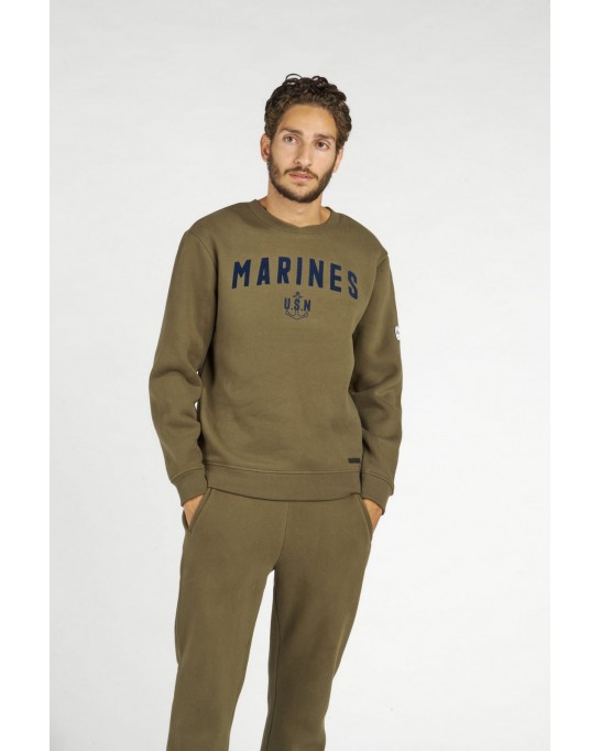 SAMY SWEATSHIRT COL ROND KAKI MARINES