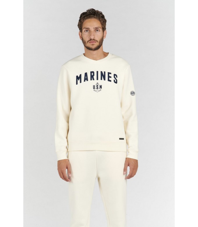 SAMY SWEATSHIRT ROUND NECK IVORY MARINES