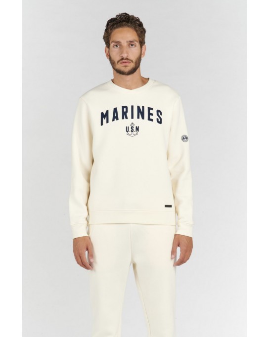 SAMY SWEATSHIRT COL ROND IVOIRE MARINES