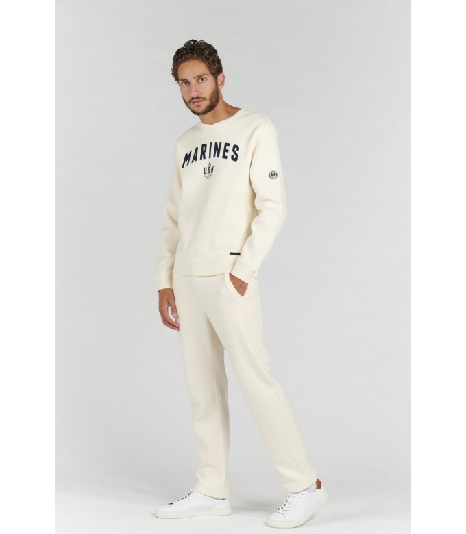 SAMY SWEATSHIRT ROUND NECK IVORY MARINES