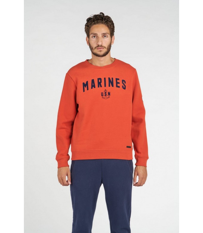 SAMY SWEATSHIRT COL ROND ORANGE MARINES