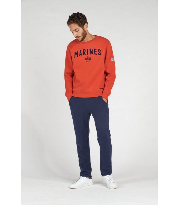 SAMY SWEATSHIRT COL ROND ORANGE MARINES