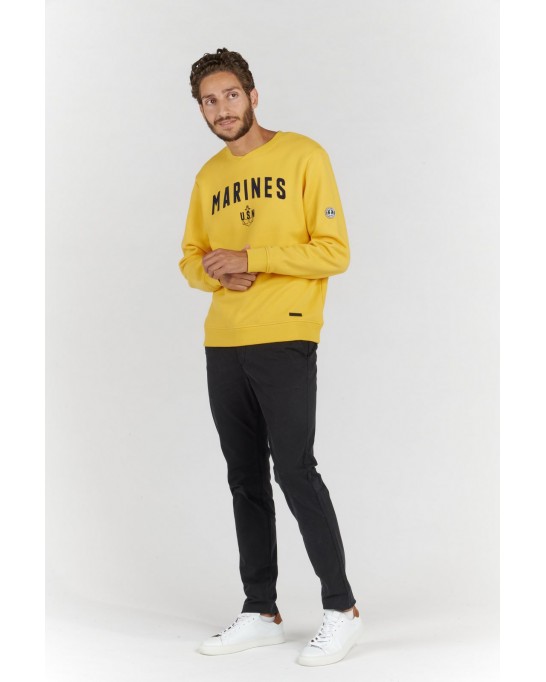 SAMY SWEATSHIRT ROUND NECK BANANA MARINES