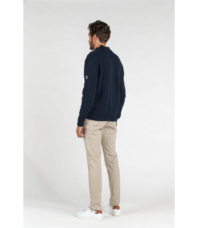 NAVY ALLEN ZIPPED CARDIGAN