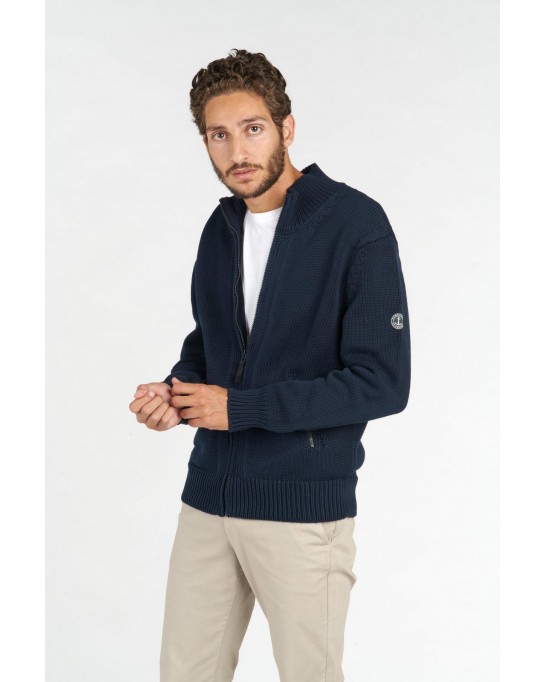 NAVY ALLEN ZIPPED CARDIGAN