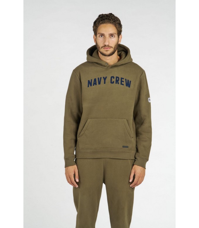 HOODED KHAKI BOB SWEATSHIRT NAVY CREW