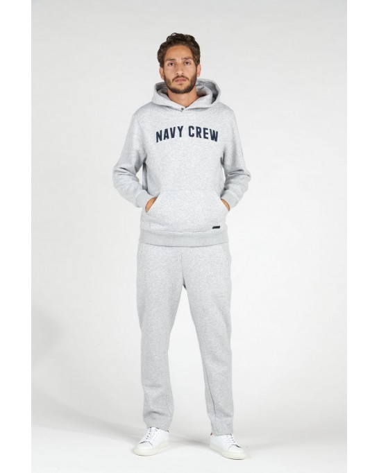 HOODED GREY BOB SWEATSHIRT NAVY CREW