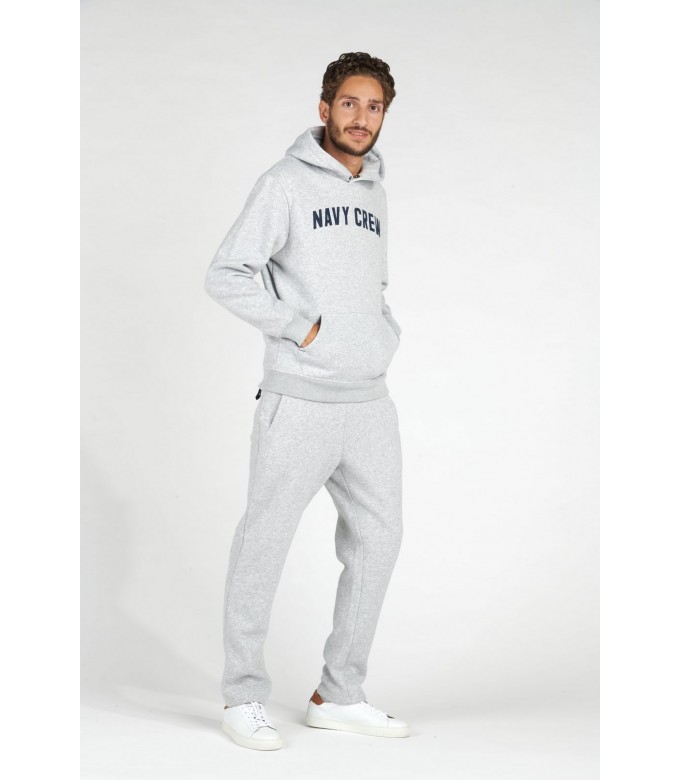 HOODED GREY BOB SWEATSHIRT NAVY CREW