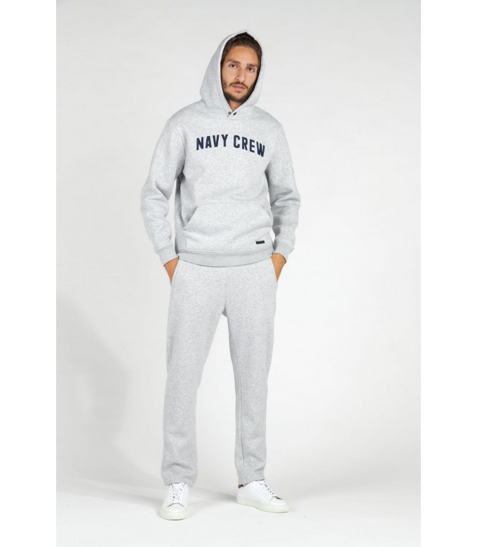 HOODED GREY BOB SWEATSHIRT NAVY CREW