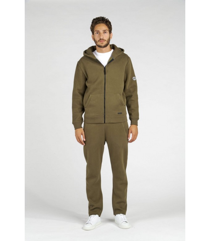 CORK ZIPPED HOODED SWEATSHIRT KHAKI