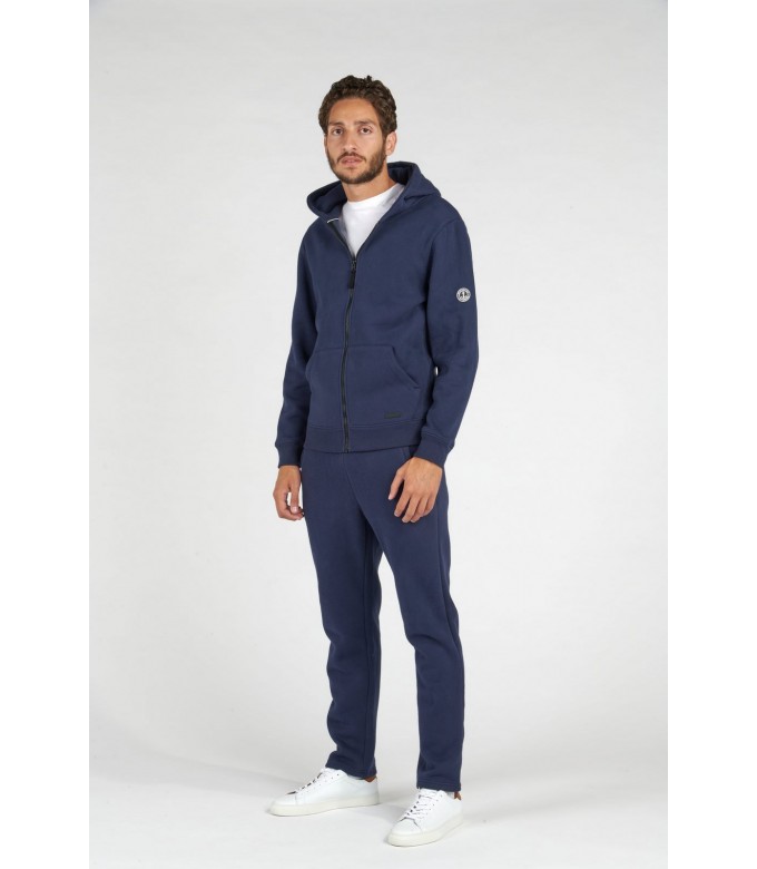 CORK ZIPPED HOODED SWEATSHIRT NAVY