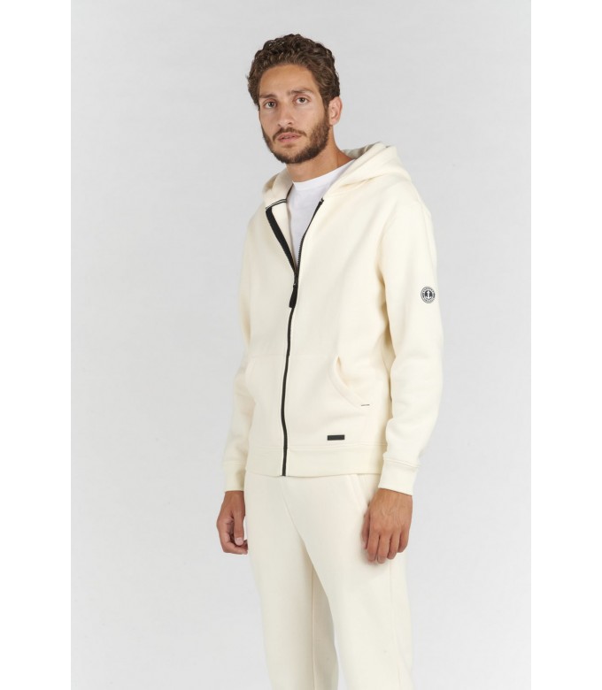 CORK ZIPPED HOODED SWEATSHIRT IVORY