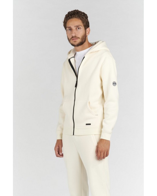 CORK ZIPPED HOODED SWEATSHIRT IVORY