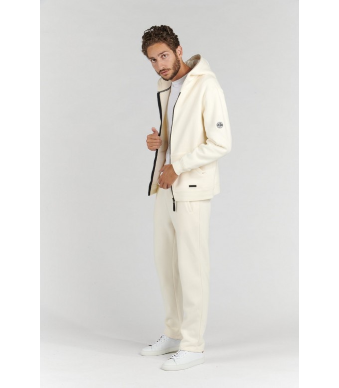CORK ZIPPED HOODED SWEATSHIRT IVORY