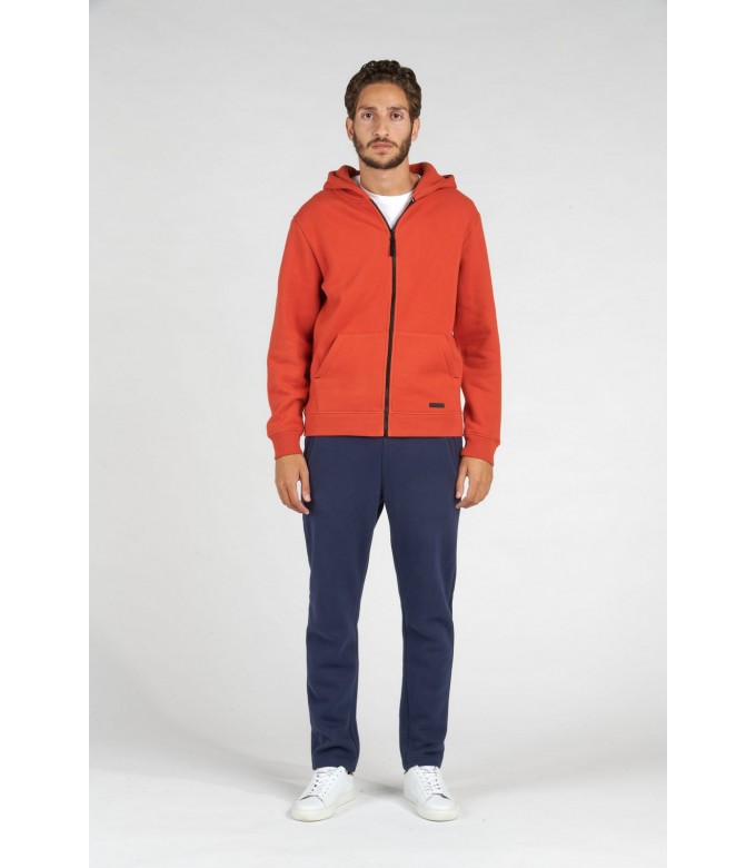 CORK ZIPPED HOODED SWEATSHIRT ORANGE